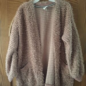 Knox Rose Shaggy Open-Front Cardigan in Blush